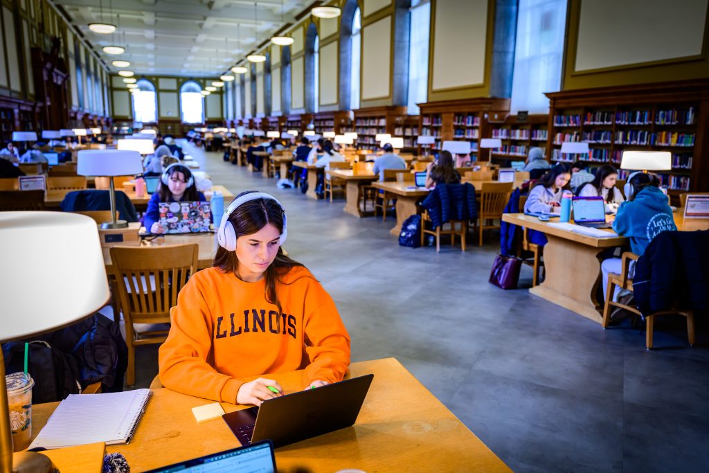 Students study for finals in the Main Library.
Photo taken at the University of Illinois Urbana-Champaign on Friday, Dec. 12, 2025.